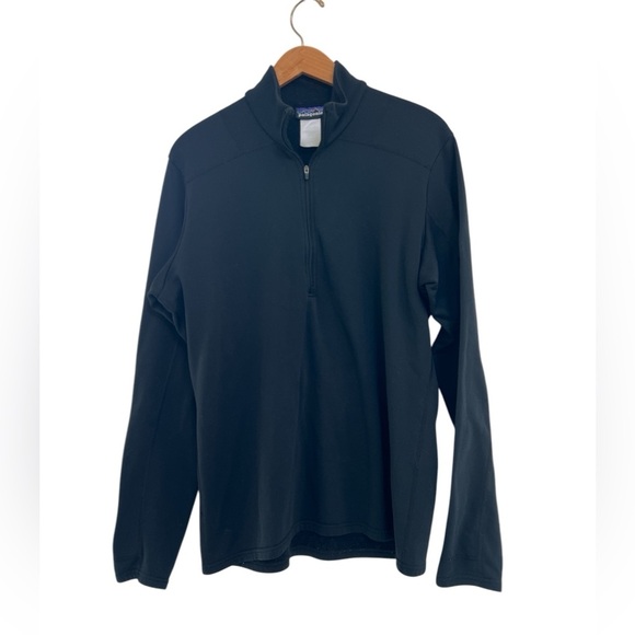 Patagonia Men’s Black Quarter-Zip Pullover Fleece Lined Size Large - Picture 1 of 5